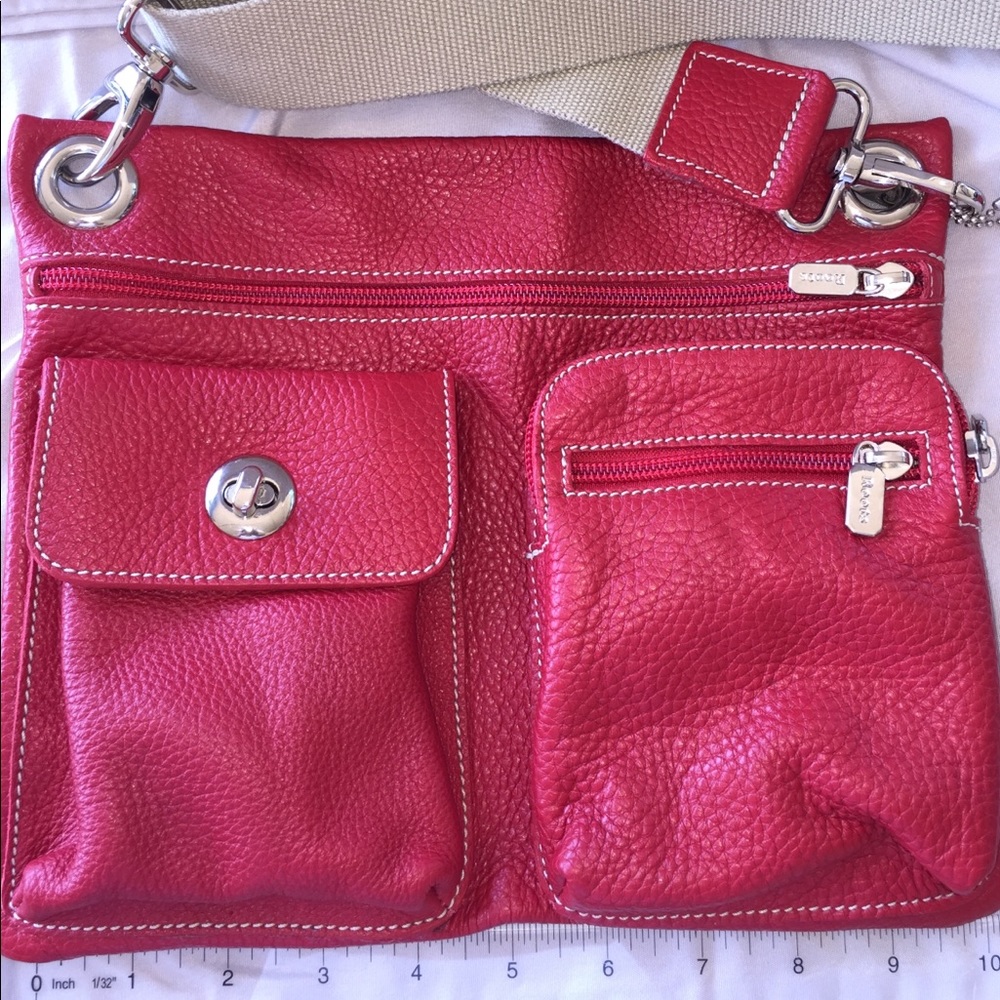 Roots Crossbody Red Leather Village Bag